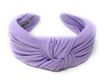 Solid Color Wide Knot Headband- Lightweight & Comfortable, Stylish Knot Headband for Women, Lavender Top Knot Headband, Wide Knot Headband