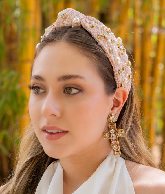 Embellished Knot Headband, Jeweled Knotted Headband 