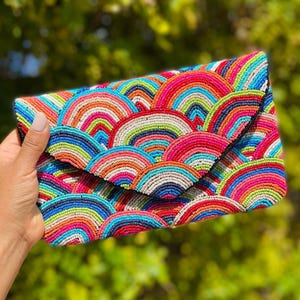Multicolored Beaded Clutch Purse, Rainbow Beaded Clutch, Beaded Clutch, Multicolored Bead Clutch Purse, Rainbow Purse, Boho Crossbody Bag