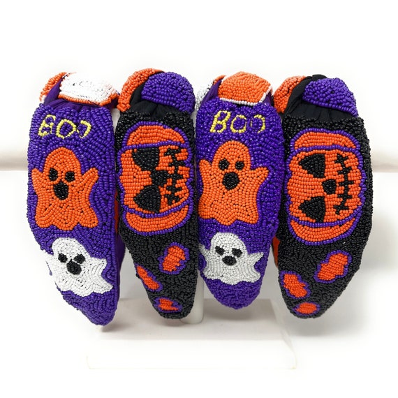 Halloween Headbands, Custom Knot Headbands, Hand Beaded Headbands for Halloween, Trendy Unique Headbands, Spooky Halloween Headbands