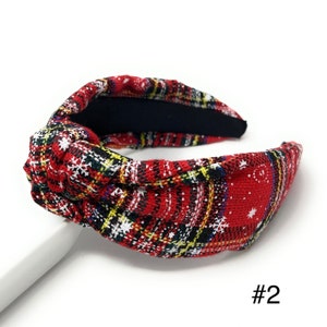Get into the Holiday Spirit with our Custom Handmade Knot Headbands in Festive and Vibrant Colors - Red plaid fabric