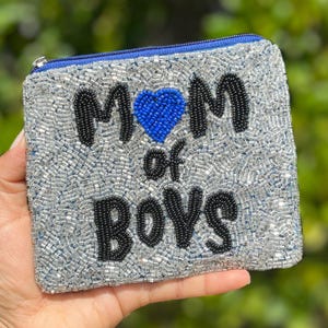 Hand Beaded Coin Purse, Mother's Day Gift, Small Wallet Mom of Boys