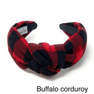 Get into the Holiday Spirit with our Custom Handmade Knot Headbands in Festive and Vibrant Colors - Buffalo corduroy fabric