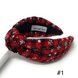 Get into the Holiday Spirit with our Custom Handmade Knot Headbands in Festive and Vibrant Colors - Buffalo print fabric