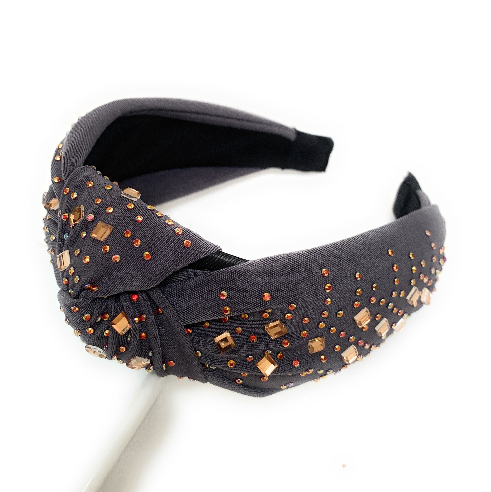 Top Knot Jeweled Headband Rhinestone Headband Embellished Etsy