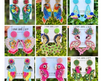 Handcrafted Seed Bead Earrings - Lightweight Bird Collection Jewelry for Nature Lovers, Unique Gifts Handcrafted Jewelry Beaded Earrings