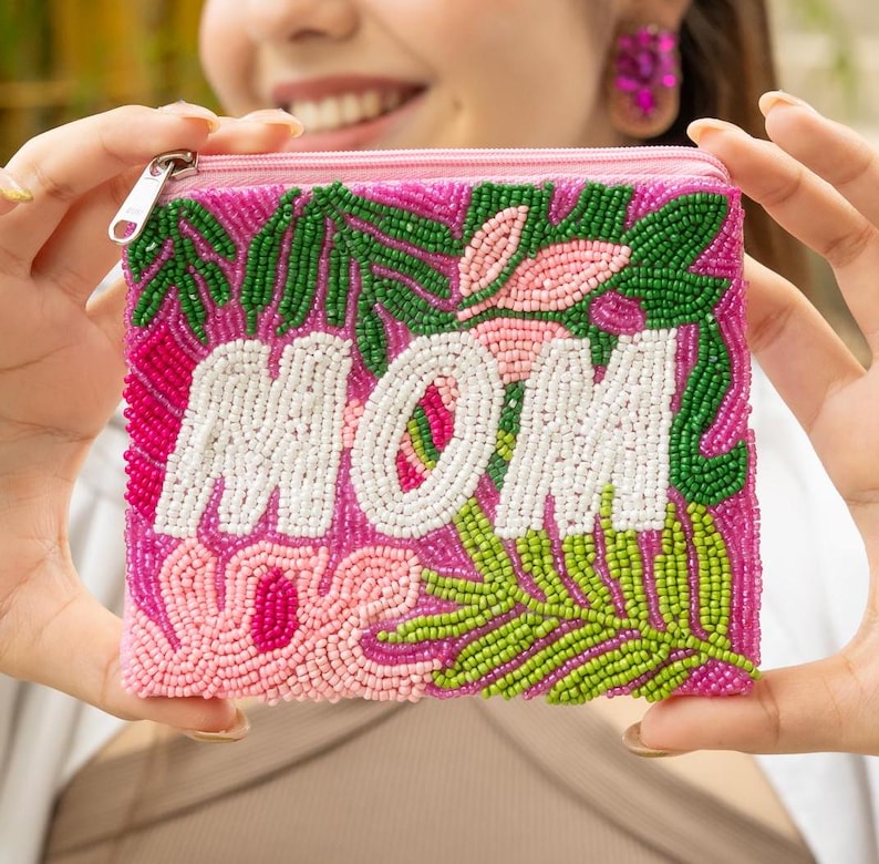 Hand Beaded Pouch Purse - Beautiful Gifts for Mom - Handmade and Perfect Size for Essential Things Mother's Day Handmade Gifts