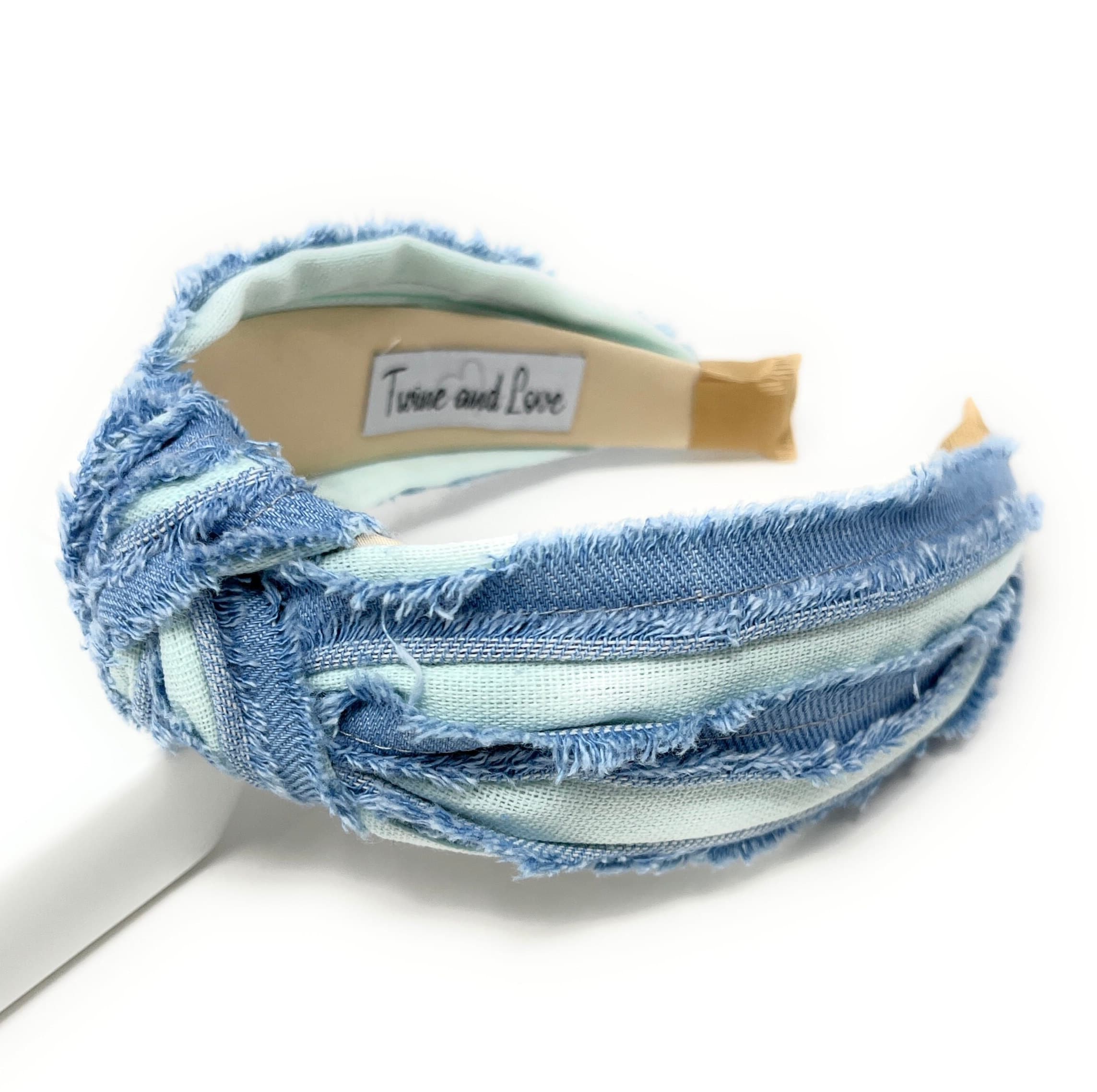 Denim Knotted Headband, Blue Jean Headband, Denim Top  display picture 2