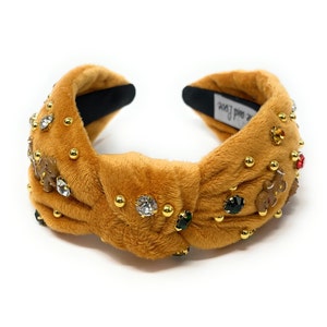 Gingerbread man Christmas holiday top knot jeweled headband