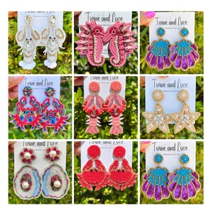 Beautiful Vacation Ready Hand Beaded Earrings - Lightweight and Sea Creature Inspired Unique Custom Earrings, Summer Statement Earrings