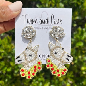 Beautiful horse Derby beaded earrings