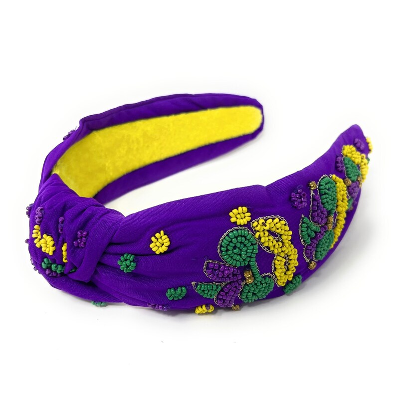 Elevate your Mardi Gras Look with our Gorgeous Custom Hand Beaded Top Knot Headbands