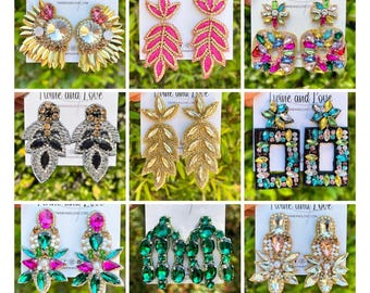 Stunning Hand Beaded Rhinestone Earrings - Lightweight and Fancy for Every Occasion Bead Elegant and Exquisite Gifts Jeweled Custom Earrings