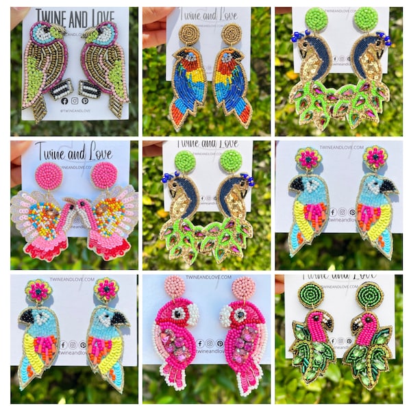 Handcrafted Seed Bead Earrings - Lightweight Bird Collection Jewelry for Nature Lovers, Unique Gifts Handcrafted Jewelry Beaded Earrings