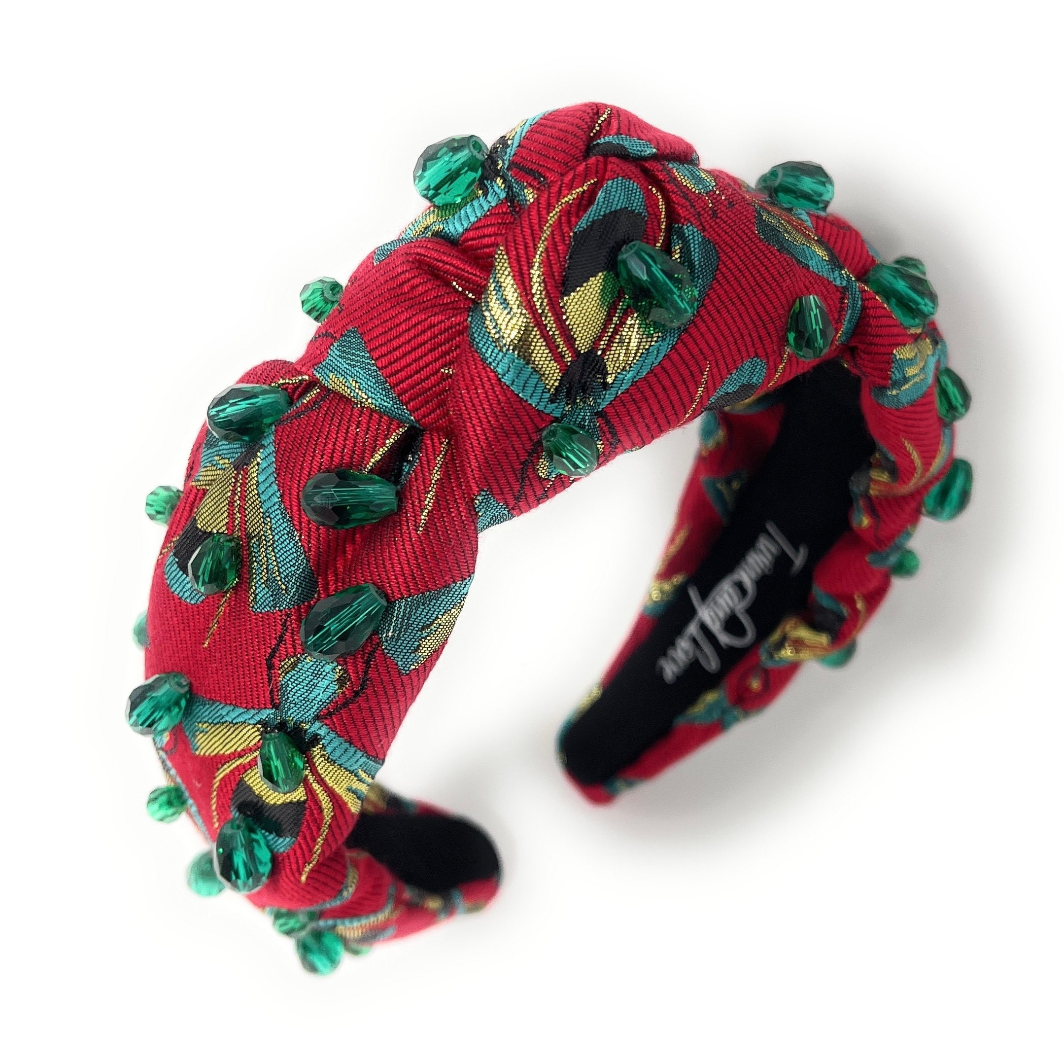 Custom Hand-sewn Knot Headband in Gorgeous Red and Green  display picture 3