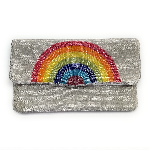 Rainbow Glitter Clutch Bag