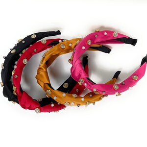 Silk Knot Headband, Satin Jeweled Knotted Headband, Embellished Headband, Statement Headbands ...