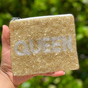 Hand Beaded Coin Purse, Mother's Day Gift, Small Wallet Queen
