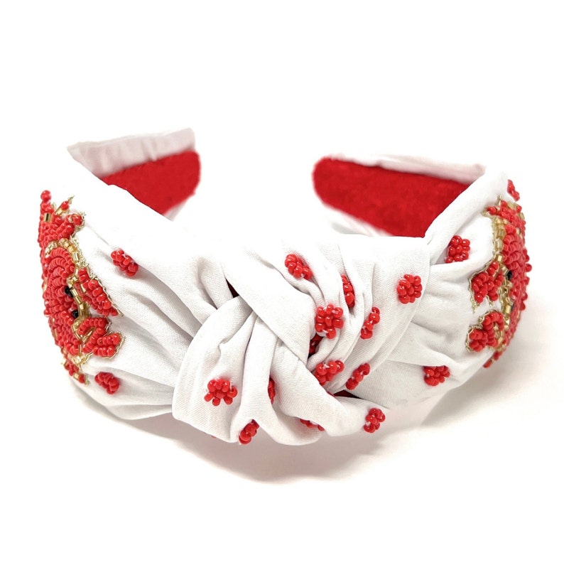 Gorgeous Handcrafted Beaded Top Knot Headband - Customizable and Unique - Crab motif