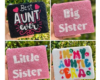 Auntie Gift Idea, Beaded Pouch Purse, Unique Handcrafted Coin Purse Pouch, Ideal for Your Beloved Aunt or Sister, Aunt Thoughtful Present