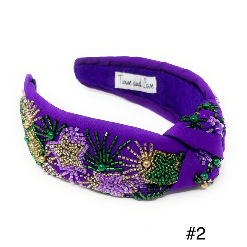 Elevate your Mardi Gras Look with our Gorgeous Custom Hand Beaded Top Knot Headbands