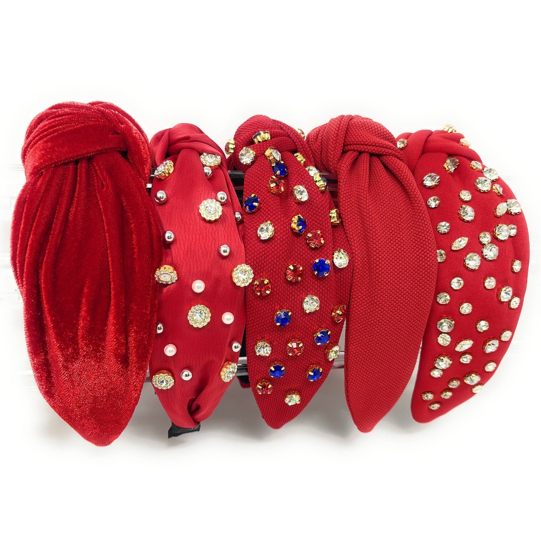 Custom Red Knot Headbands Game Day Headband Knotted Red Headband