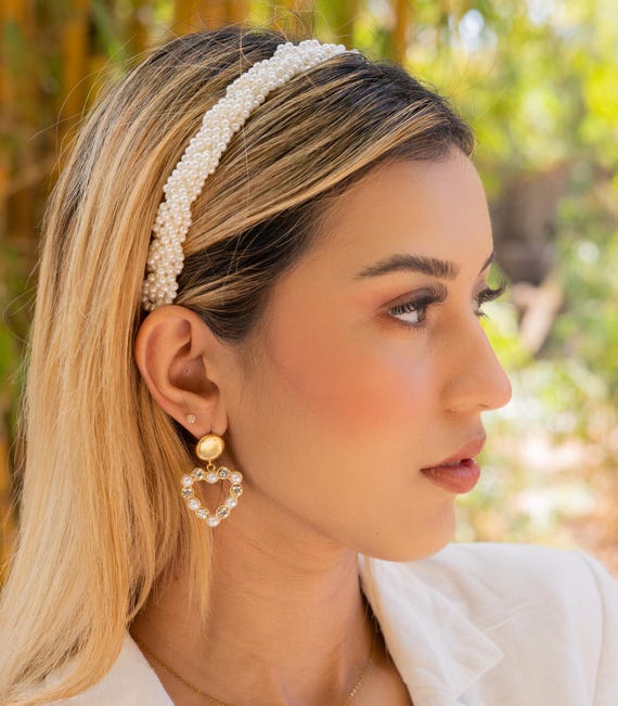 Women headband with pearl design Pearl Headband – Banded main image 2