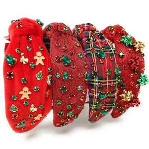 Festive and Unique: Custom Holiday Christmas Jeweled Knot Headband