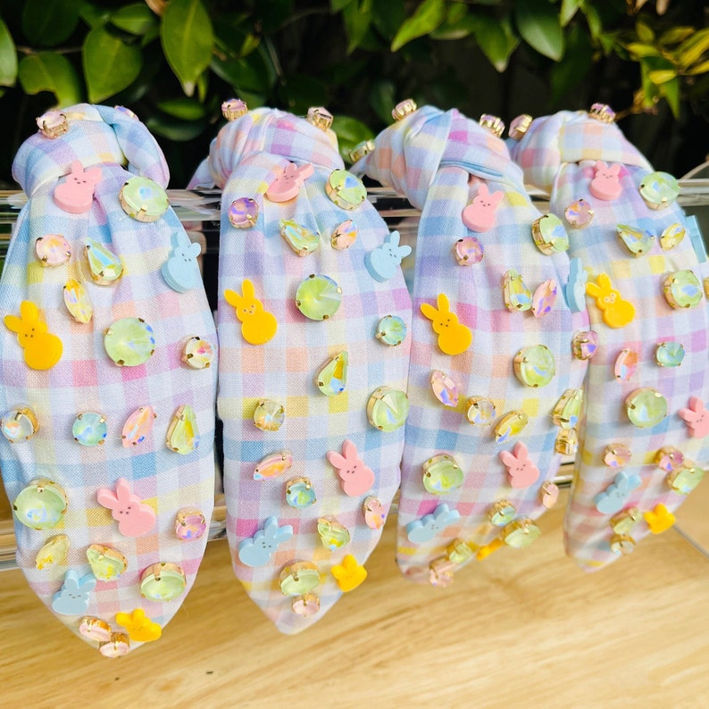 Easter Chic: Hand Beaded Peeps Bunny Jeweled Knot Headband
