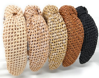 Resort Style Headbands, Beautiful Handmade Raffia Headband A Must Have for Chic Resort Looks Raffia Braided Knot Headband Woven Headband