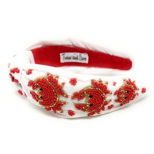Gorgeous Handcrafted Beaded Top Knot Headband - Customizable and Unique - Crab motif
