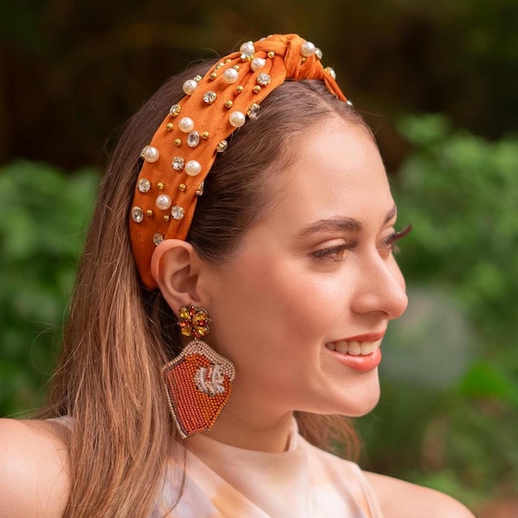 Embellished Knot Headband, Velvet Jeweled Knotted Headband  display picture 1