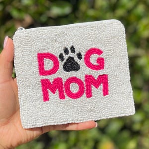 Hand Beaded Coin Purse, Mother's Day Gift, Small Wallet Dog Mom