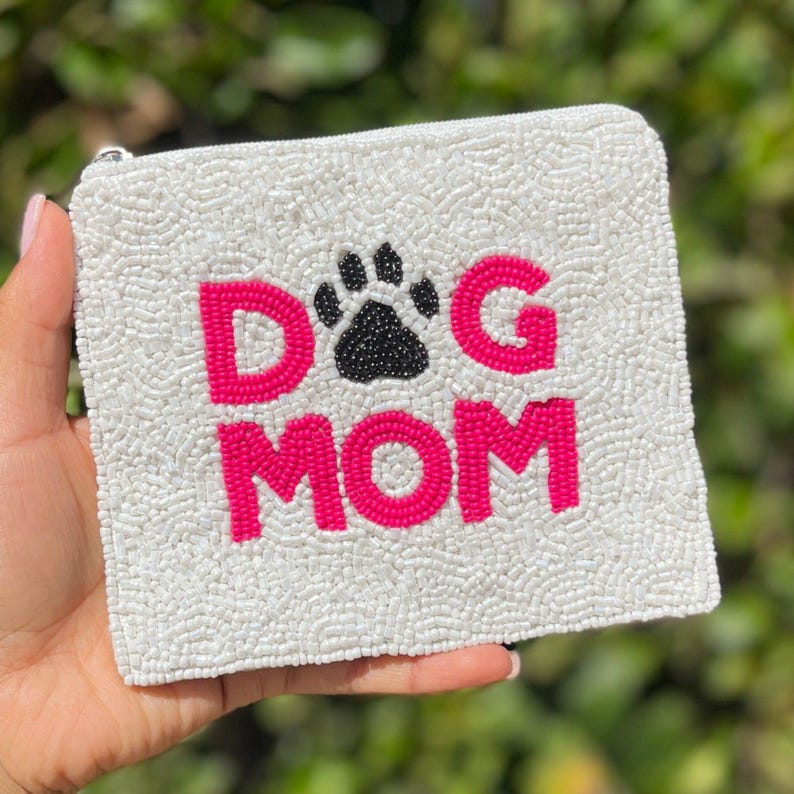 Hand Beaded Coin Purse, Mother's Day Gift, Small Wallet Dog Mom