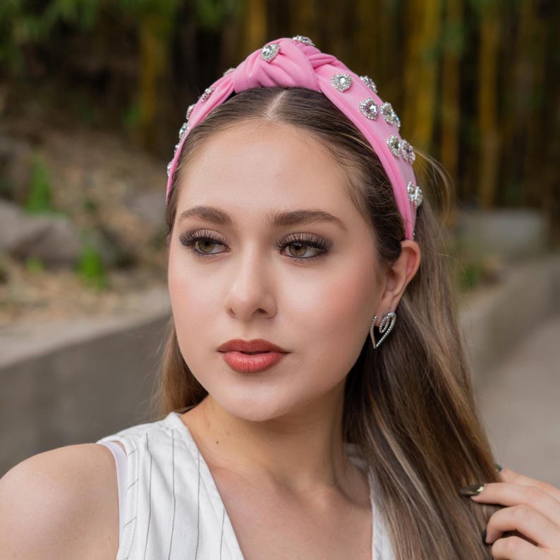 Stunning Custom Jeweled Valentine's Day Headband, Heart Candy Headband, Valentine's Day Accessories, Pink Red Knot Headband, Valentines Gift image 11