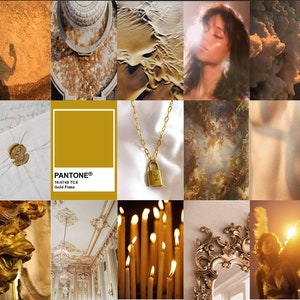 Golden Luxe Aesthetic Digital Wall Collage Kit- 50 Pieces