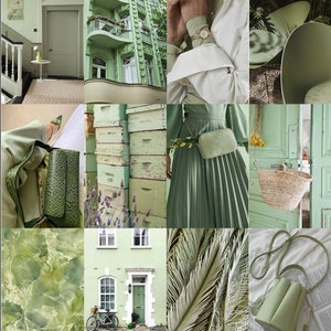 Sage Green Aesthetic Digital Download Photo Collage Kit-50 Pieces