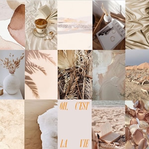 Neutral Beige Aesthetic Digital Wall Collage Kit- 50 pcs