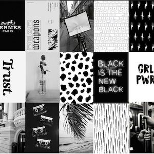 Black and White Aesthetic Digital Wall Collage Kit- 50 pcs