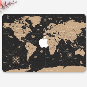 Wereldkaart MacBook harde hoes, MacBook Pro 14" M3 (2024), hoes MacBook Air 13" M3 (2024), hoes MacBook Pro 16" M3 (2024) hoes. CE0416