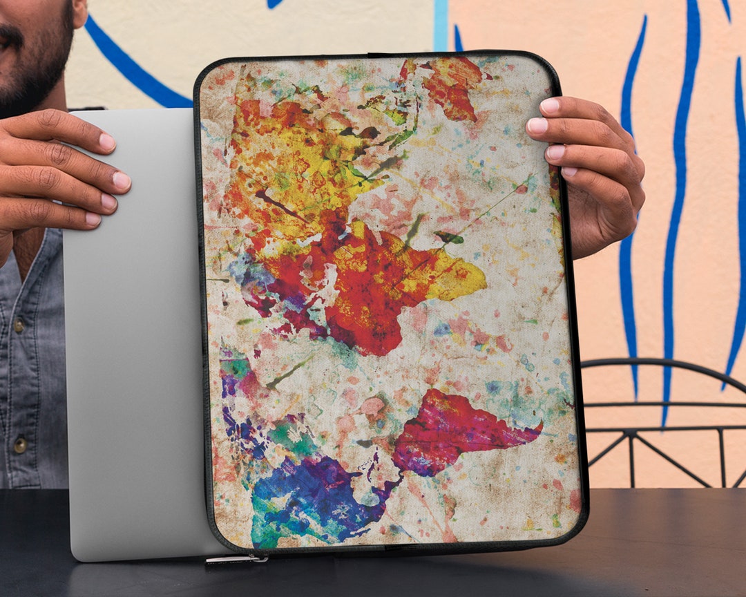 World Map Notebook Bag Zip Case 13 Inch Lenovo Sleeve Colorful Laptop ...