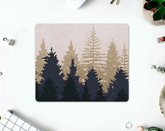 Gold Forest Print Desk Mat Mousepad Print Mouse Pad Office Supplies Gift Custom Round MousePad Painted Forest Computer Mouse Pads AMM3003