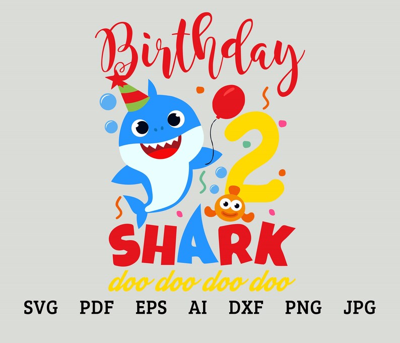 Download Happy Birthday SVG Shark with Balloon Svg Doo Doo SVG File ...