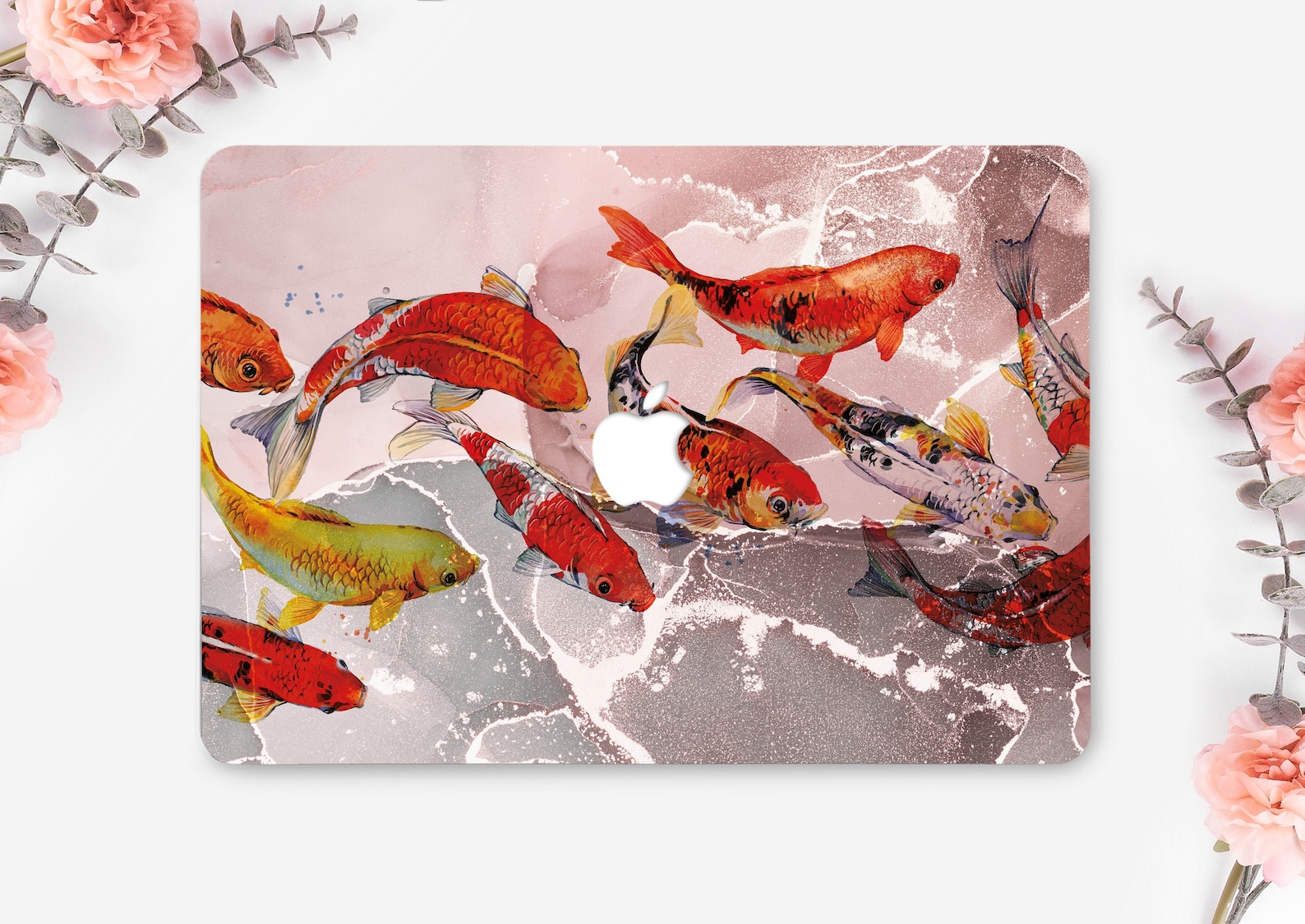 Koi Fish MacBook 16 Case MacBook Air 13 Cover Pink Marble Mac Etsy
