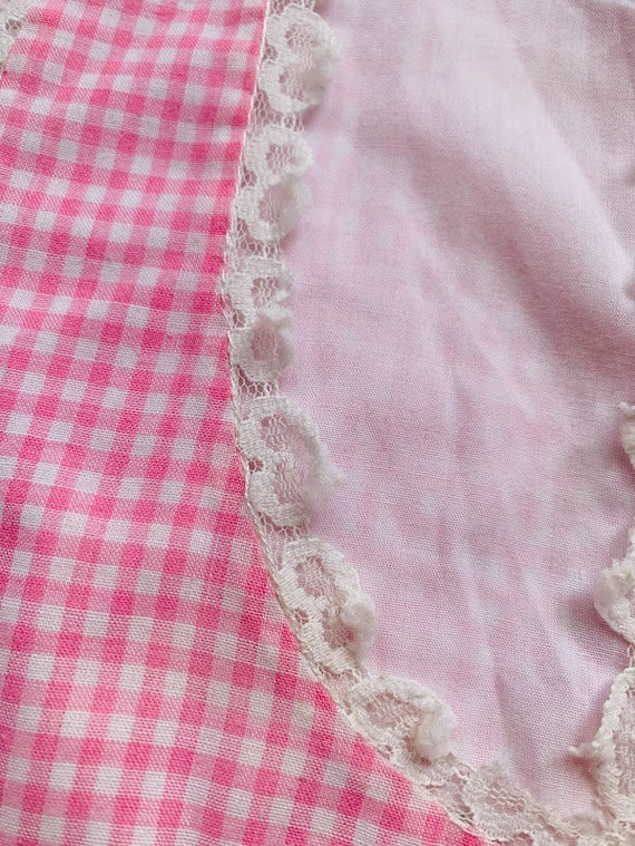 Vintage 80s Handmade Girls Pink and White Gingham… - image 6