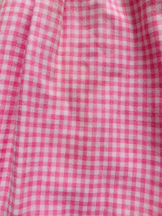 Vintage 80s Handmade Girls Pink and White Gingham… - image 7