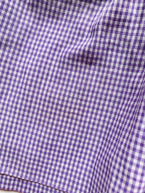 Vintage 60s/70s Baby Girls Purple Gingham Sleevel… - image 6