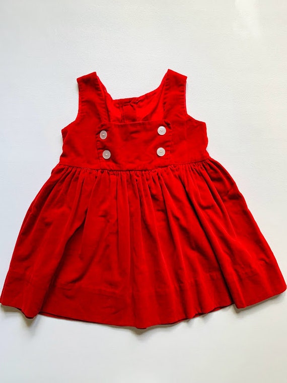 Vintage Girls Red Velvet Christmas Dress with Butt