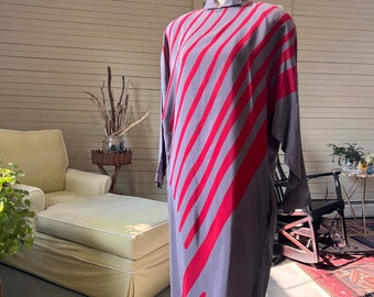 1980s Silk Shift Dress | Shirt Dress | Cocon Dress | Abstract Print | Jean Pierre | Dolman Sleeves | 80s Modern Dress