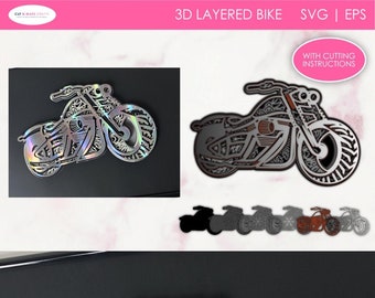 Bike/chopper/Motorbike 3D Multilayered Mandala SVG, 3D Layered Mandala SVG cut file for Cricut Silhouette, Craft Room decor Commercial Use